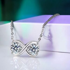2 CT Moissanite Infinity Pendant Necklace Anniversary Birthday Gift